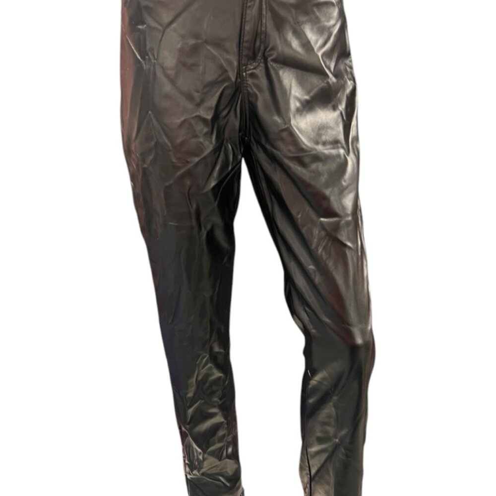 NWT LXE‎ Famous Wear Homme Women 30 Faux Black Leather Style #208 Pant (GS2)